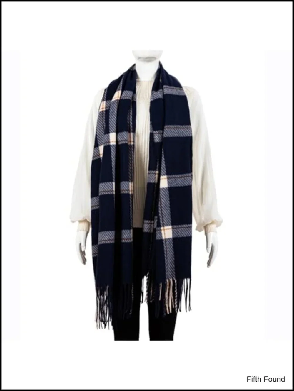 Oversized Plaid Scarf Cashmere Feel Shawl Wrap Tassel Winter